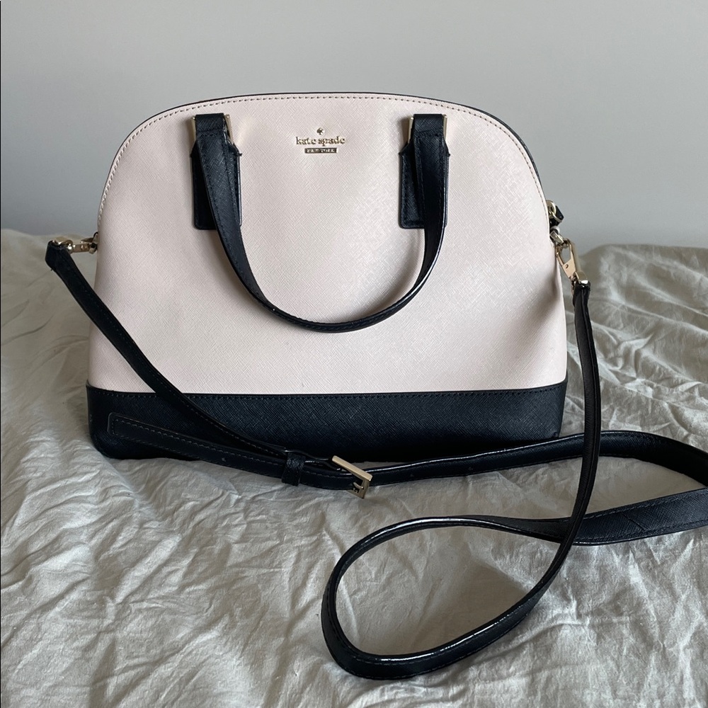 Kate Spade Black and Cream Cedar Street Maise leather bag